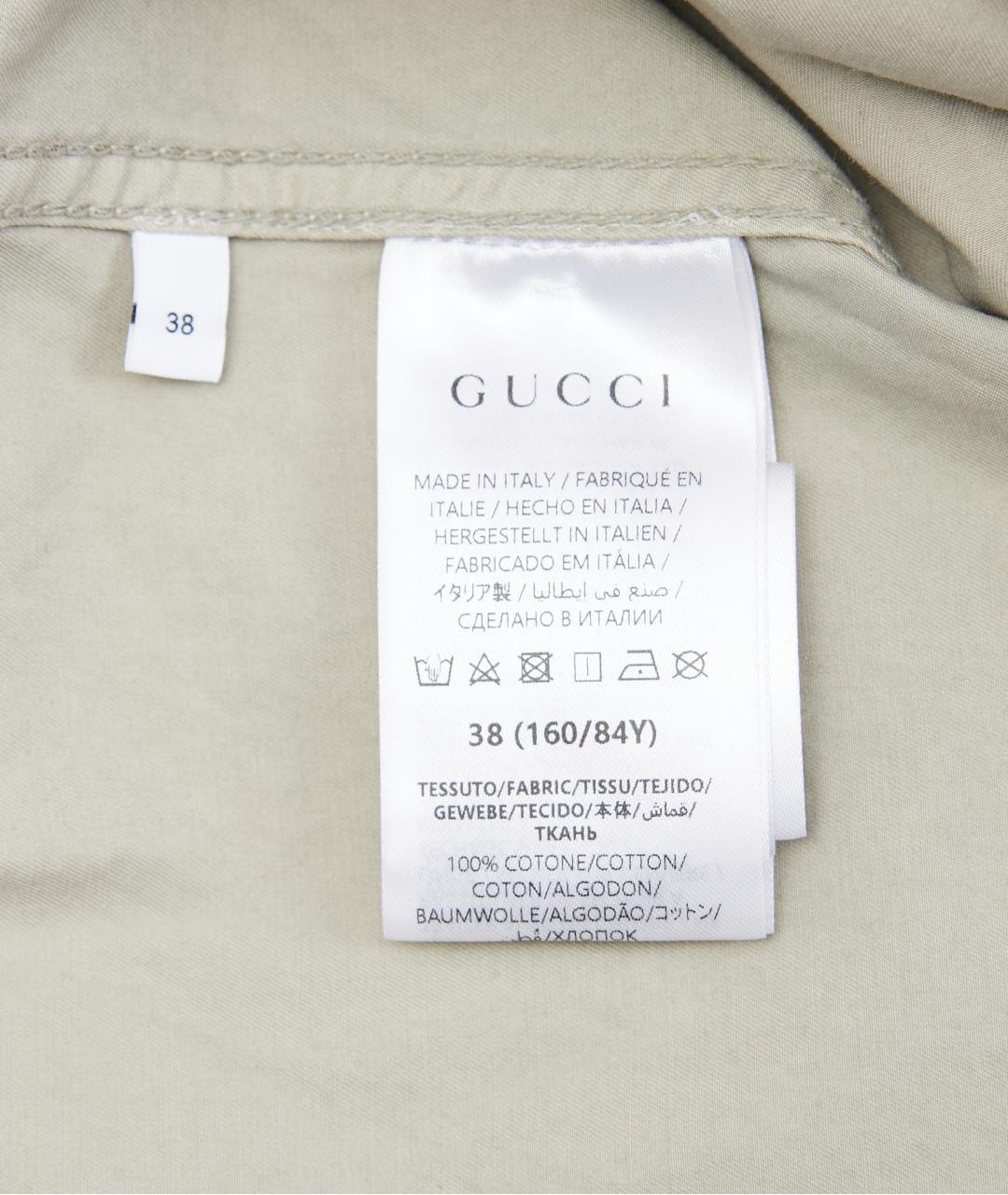 GUCCI Хаки хлопковая рубашка, фото 4