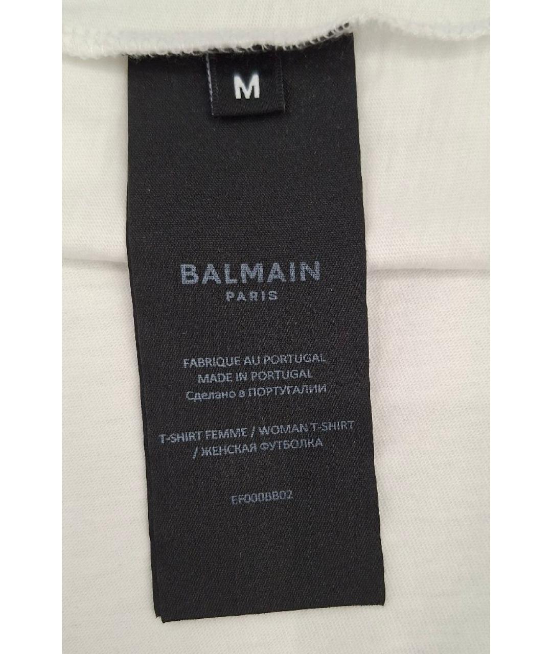 BALMAIN Белая хлопковая футболка, фото 5
