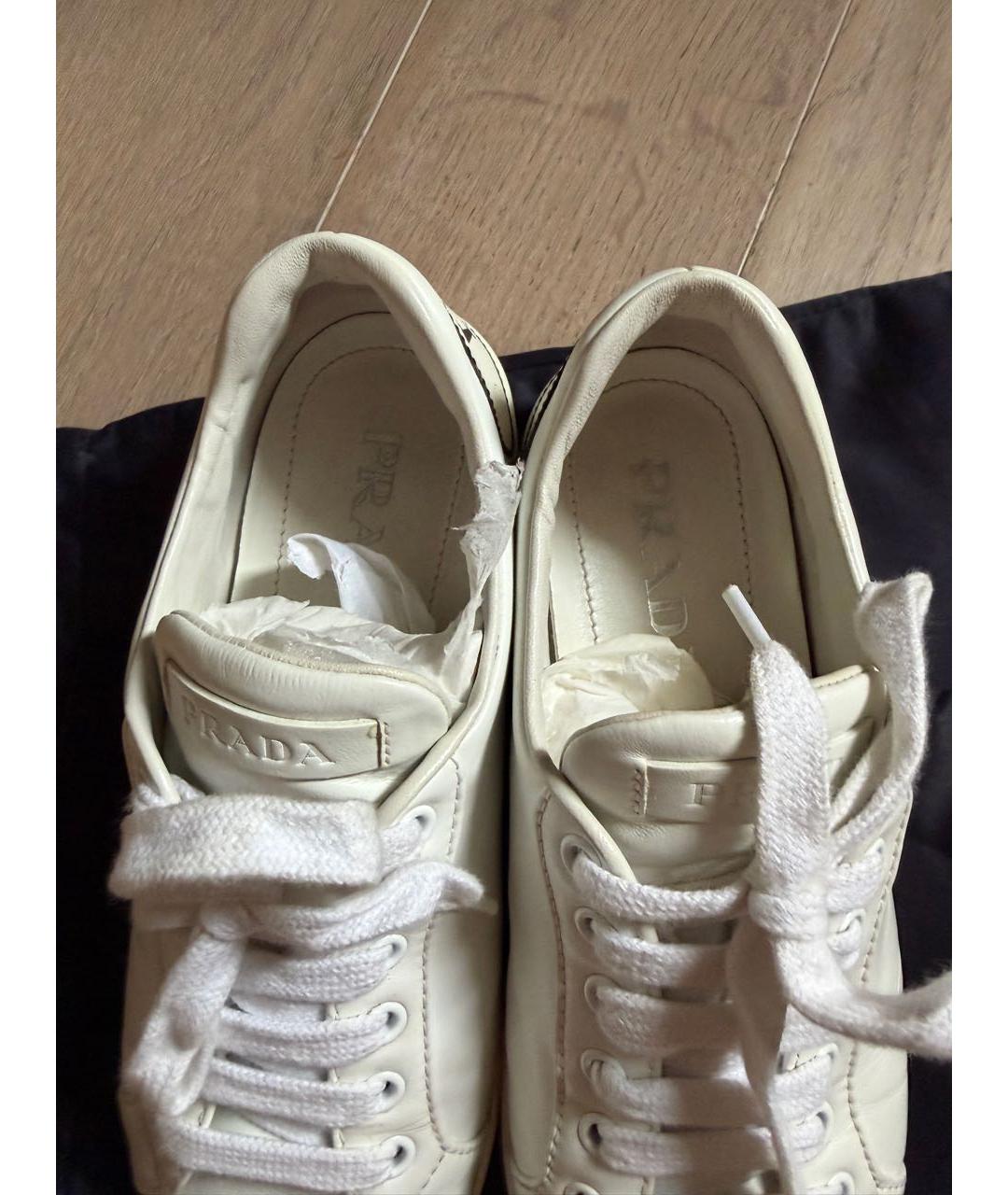 PRADA Белые кожаные кеды, фото 6