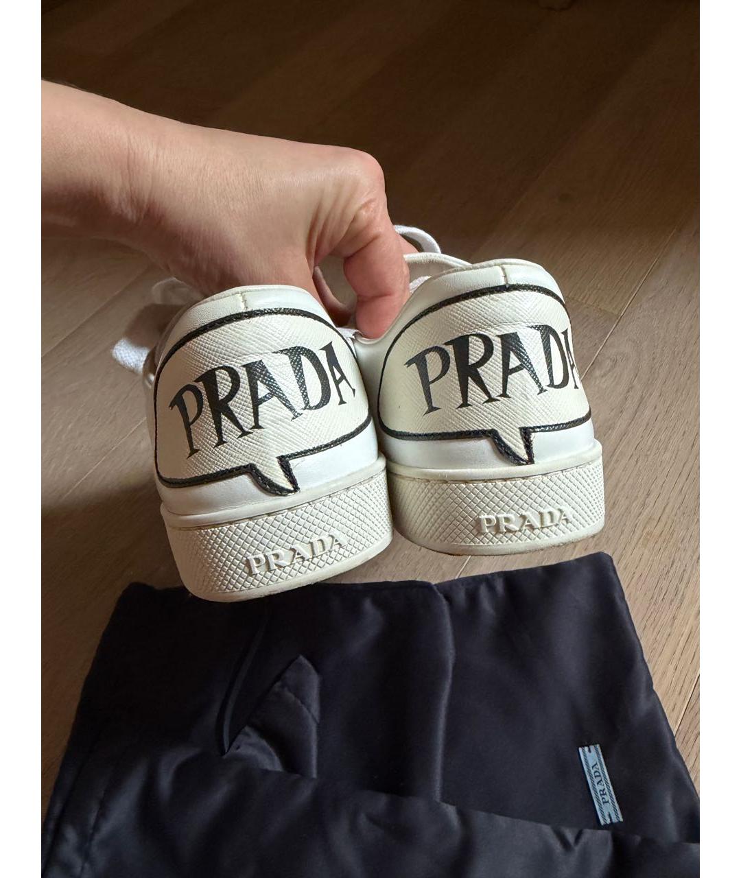 PRADA Белые кожаные кеды, фото 2