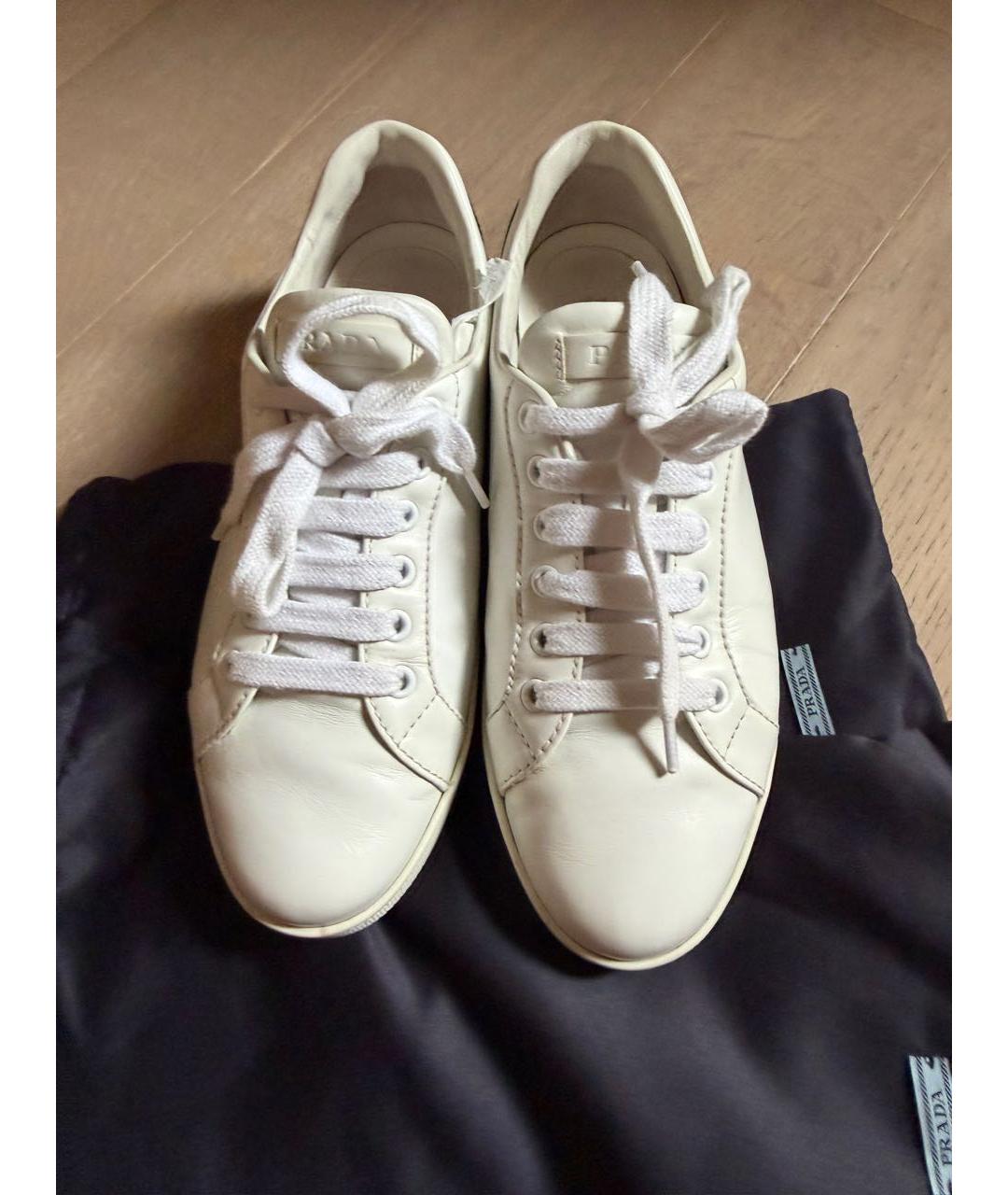 PRADA Белые кожаные кеды, фото 8