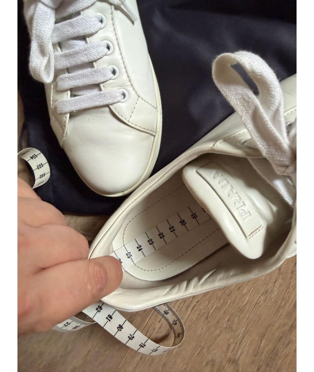 PRADA Белые кожаные кеды, фото 4