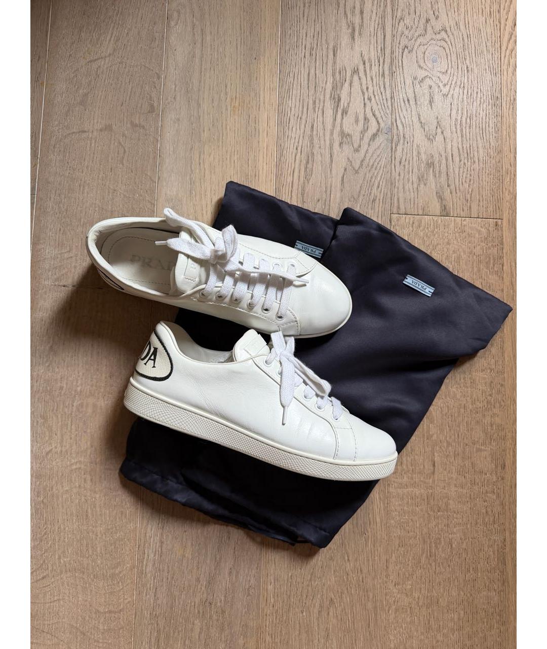 PRADA Белые кожаные кеды, фото 9