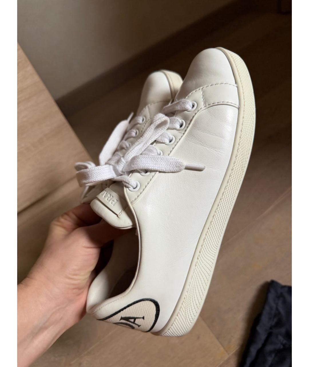 PRADA Белые кожаные кеды, фото 7