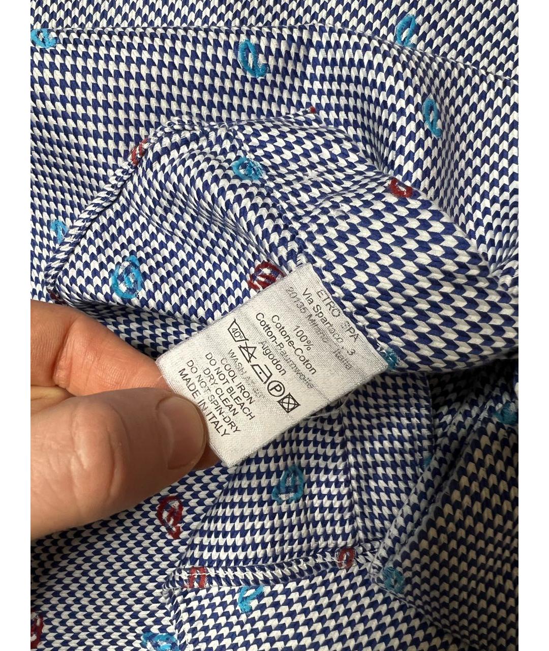 ETRO Голубая хлопковая кэжуал рубашка, фото 8