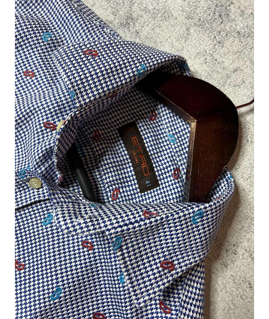 ETRO Голубая хлопковая кэжуал рубашка, фото 5