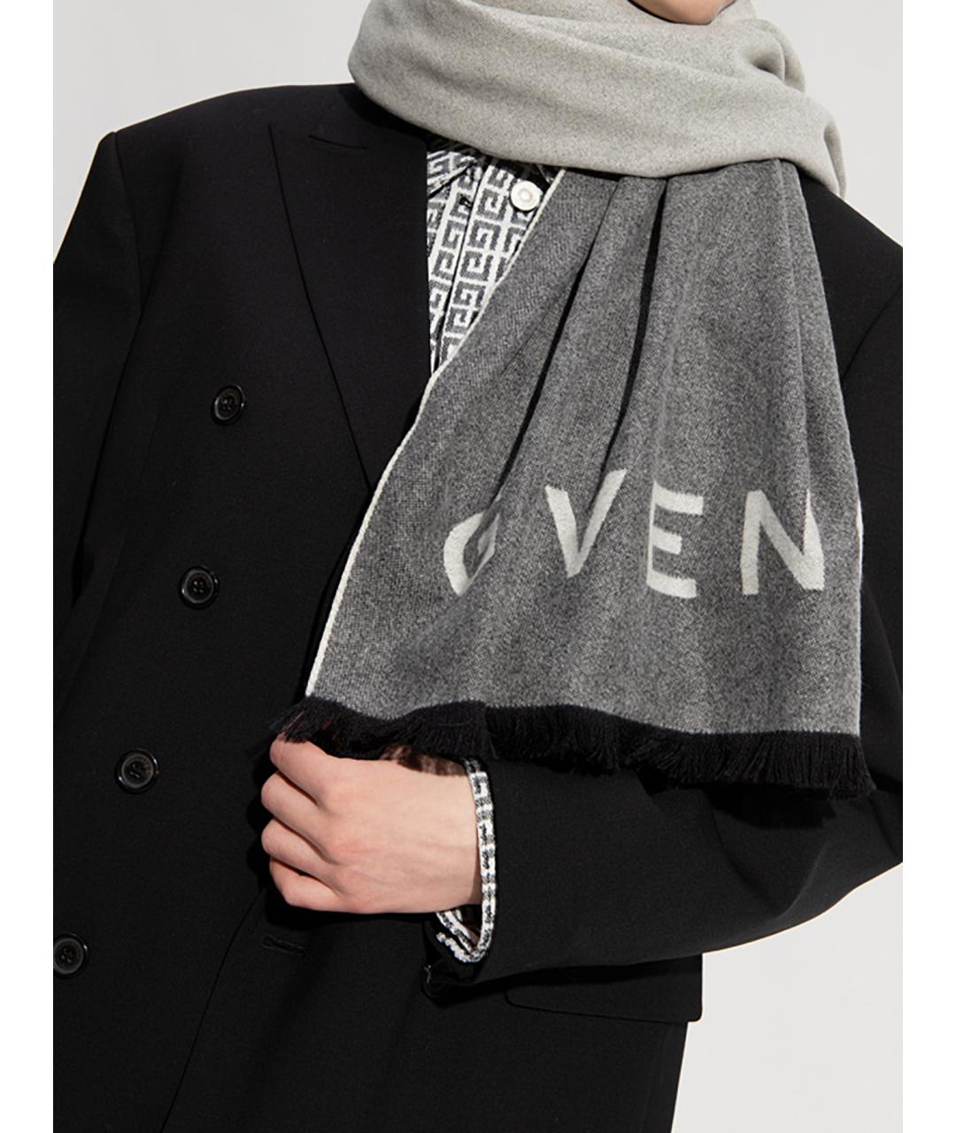 GIVENCHY Серый шерстяной шарф, фото 2