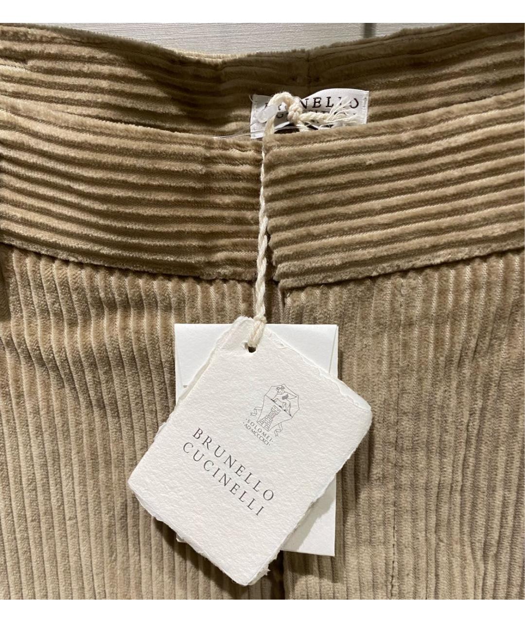BRUNELLO CUCINELLI Бежевые хлопковые брюки широкие, фото 5