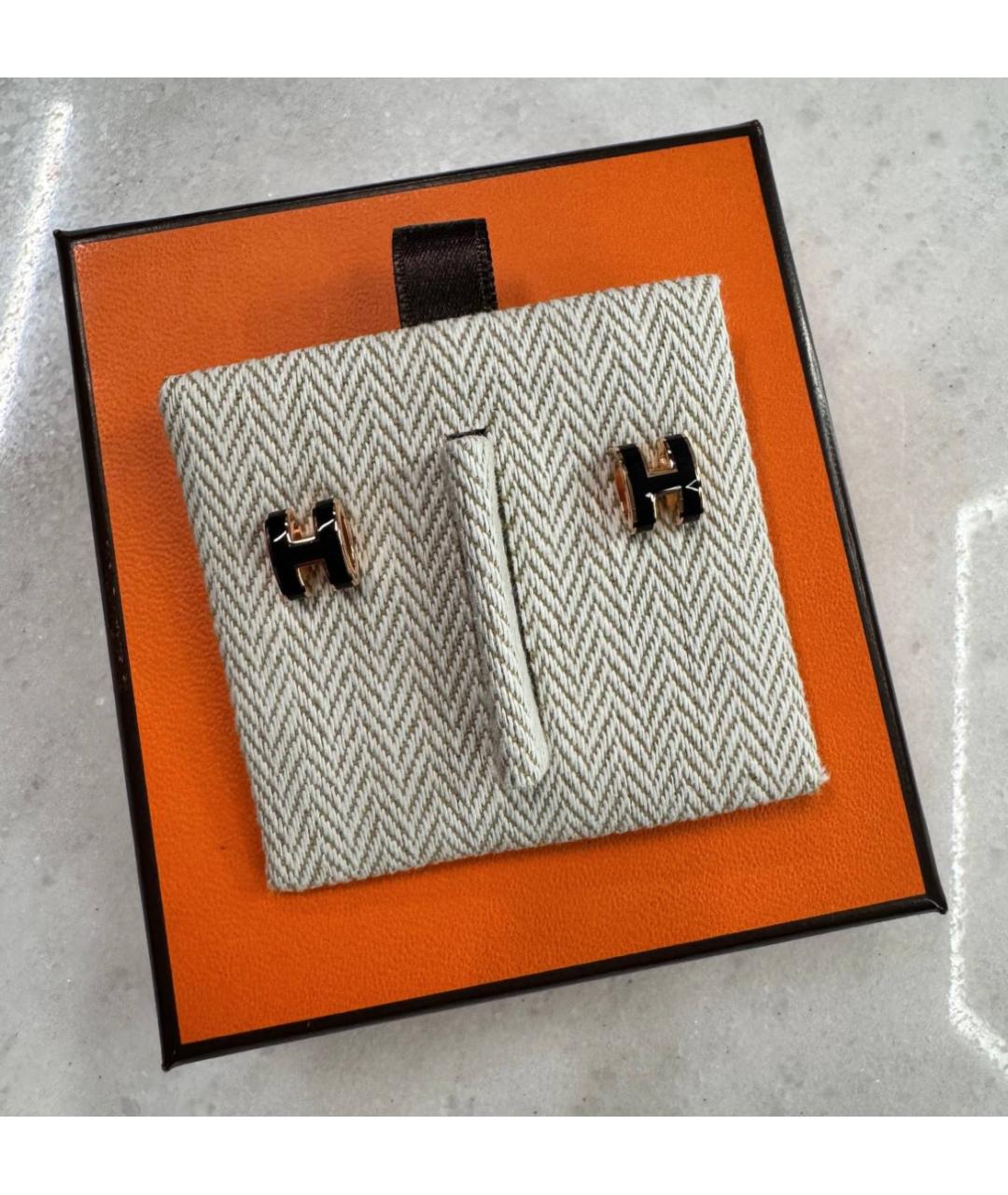 HERMES Золотые металлические серьги, фото 3