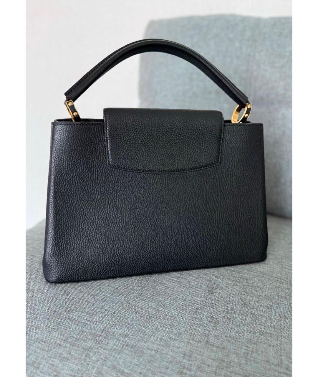 LOUIS VUITTON Черная кожаная сумка с короткими ручками, фото 2