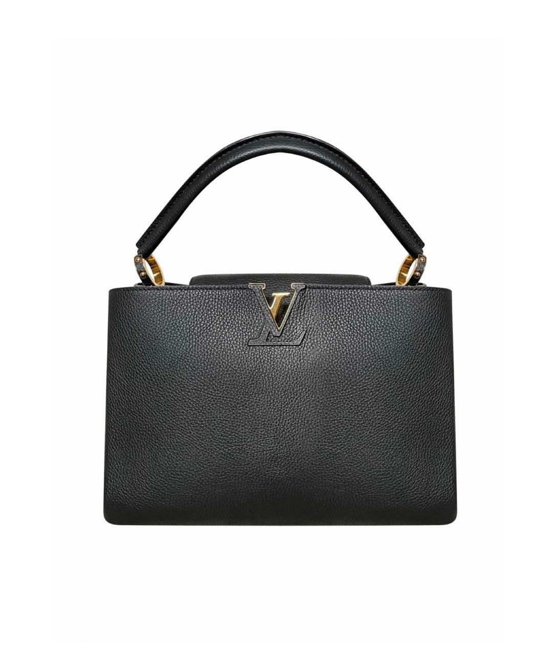 LOUIS VUITTON Черная кожаная сумка с короткими ручками, фото 4