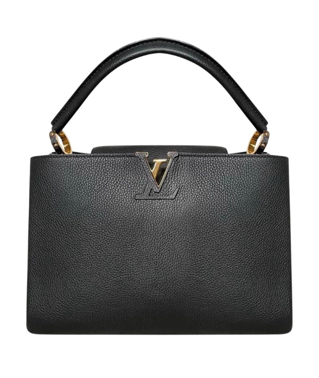 LOUIS VUITTON Черная кожаная сумка с короткими ручками, фото 1