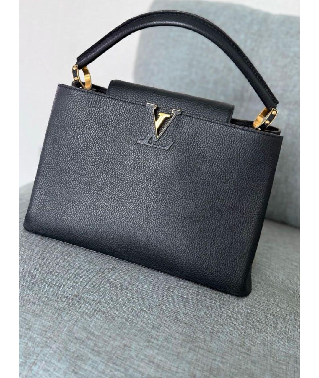 LOUIS VUITTON Черная кожаная сумка с короткими ручками, фото 3