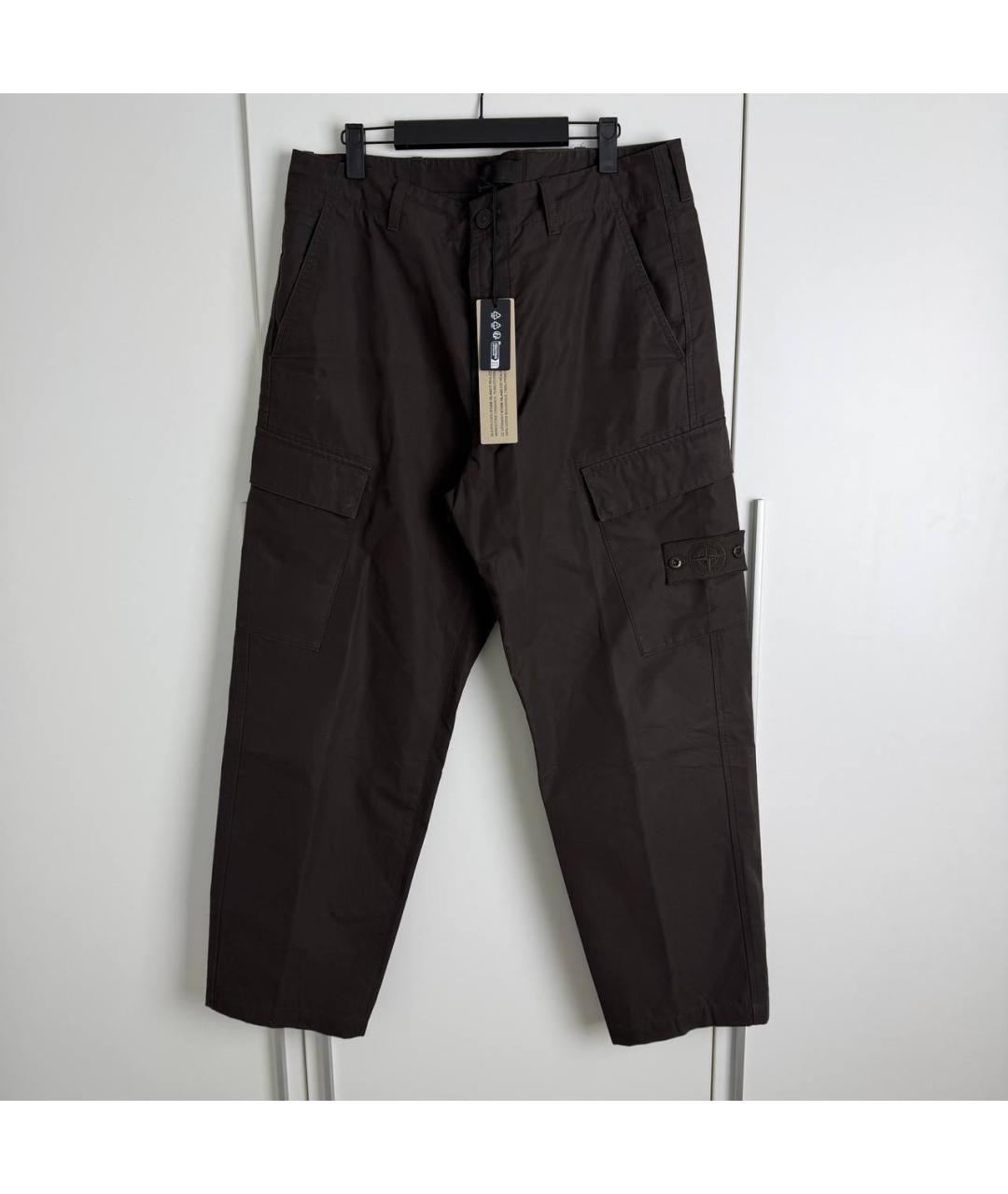 STONE ISLAND Коричневые хлопковые повседневные брюки, фото 2