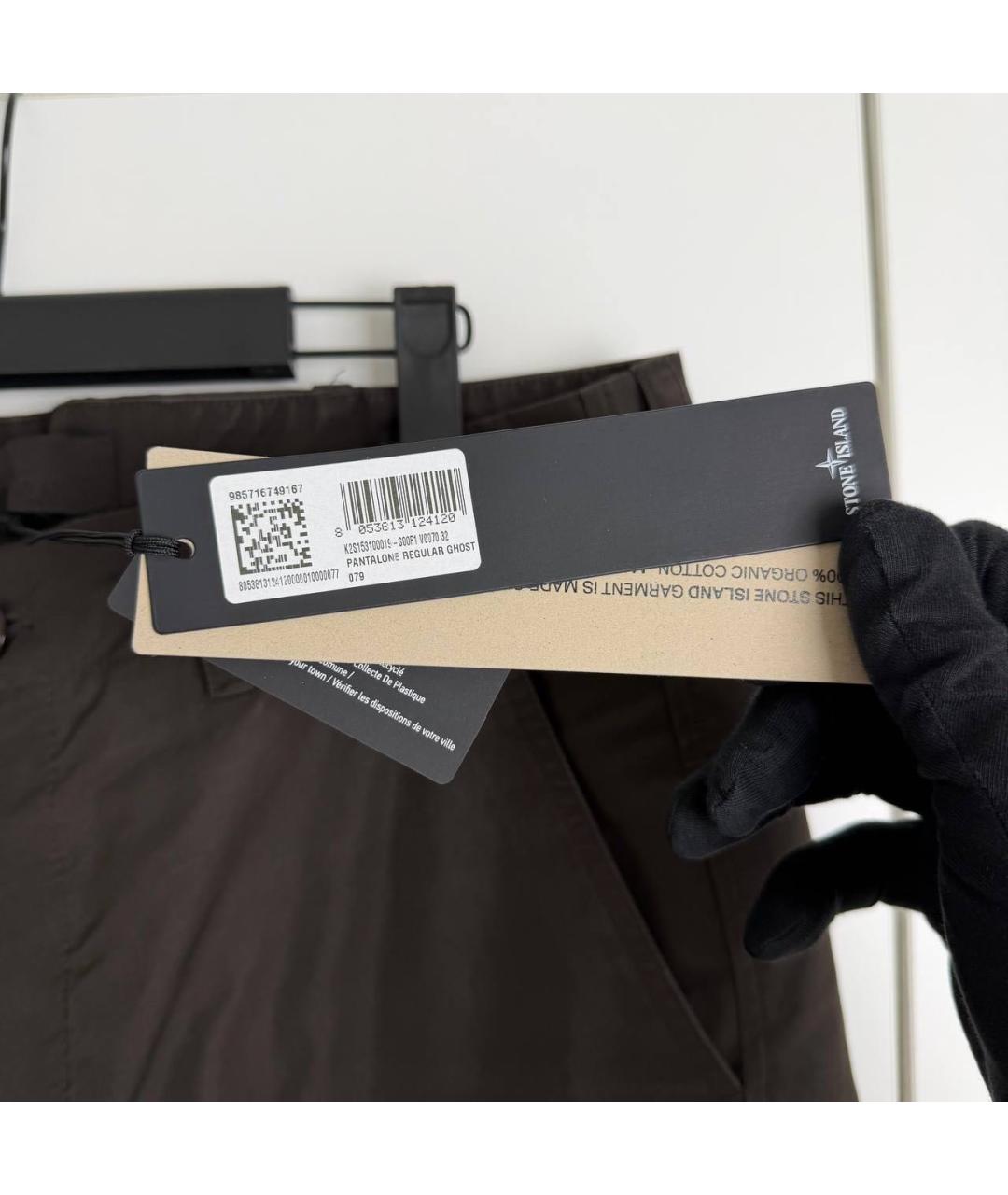 STONE ISLAND Коричневые хлопковые повседневные брюки, фото 5