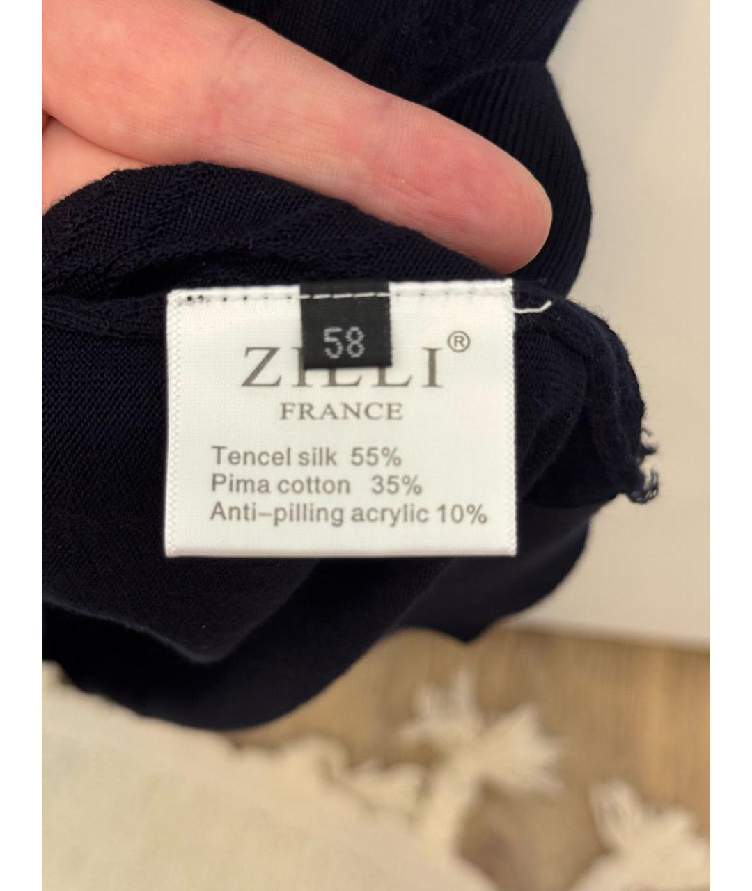 ZILLI Темно-синее хлопковое поло с коротким рукавом, фото 4