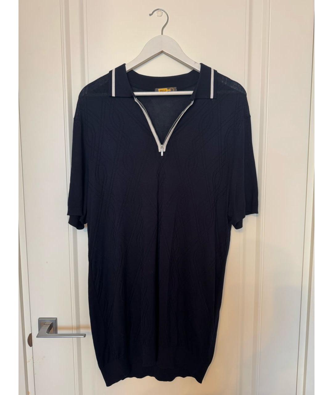 ZILLI Темно-синее хлопковое поло с коротким рукавом, фото 6