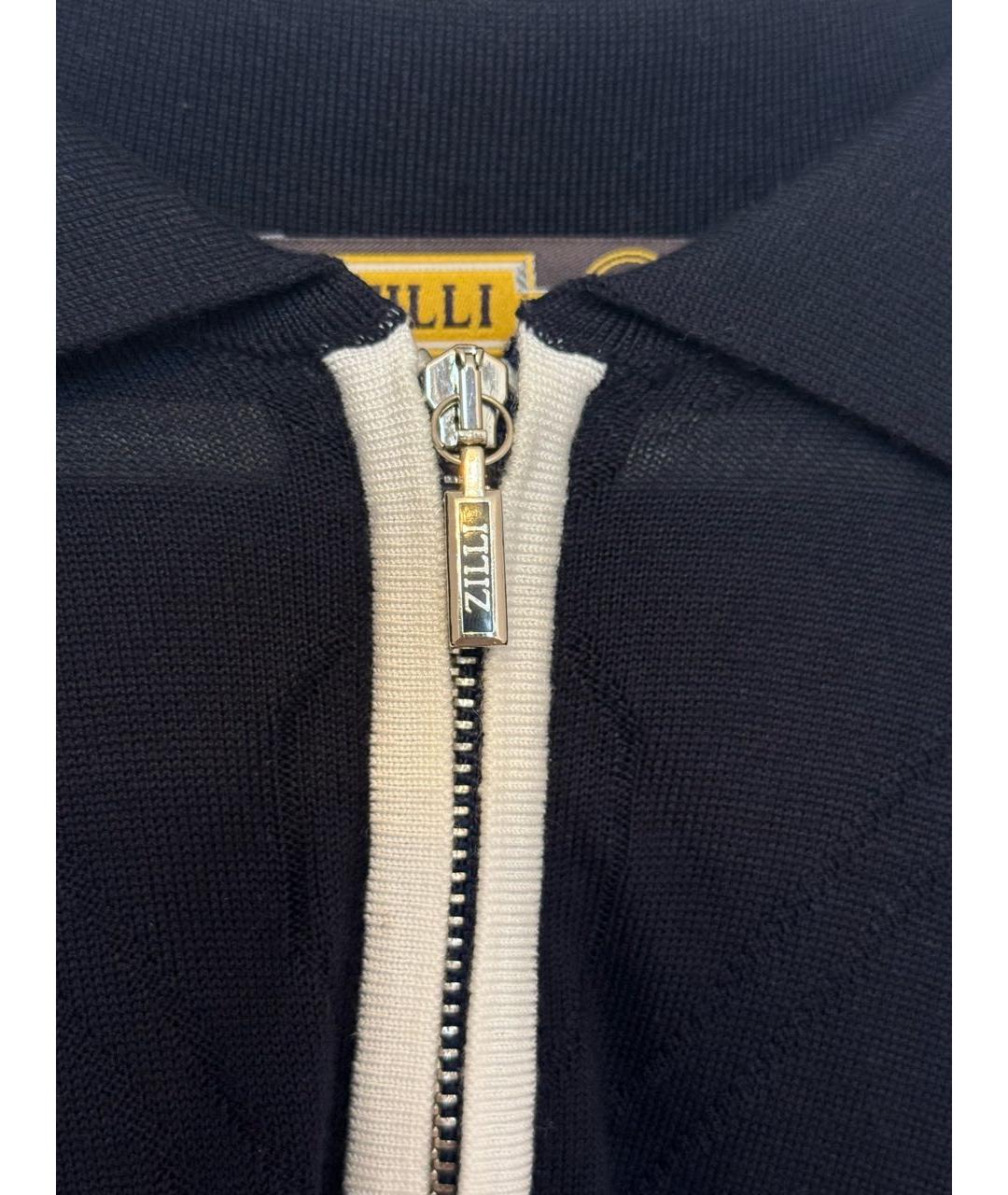 ZILLI Темно-синее хлопковое поло с коротким рукавом, фото 2