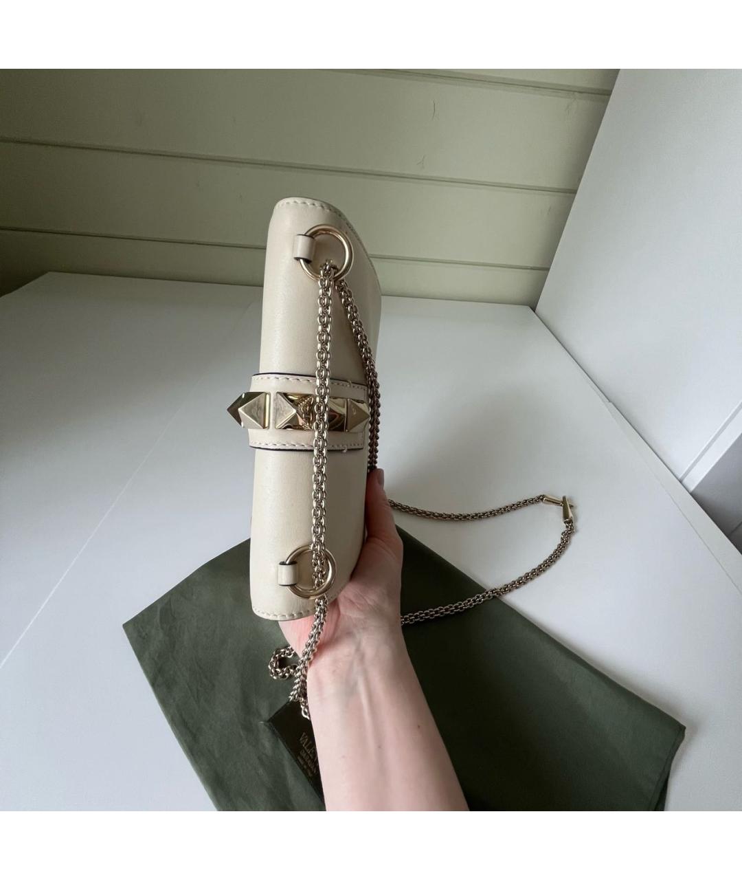 VALENTINO Бежевая кожаная сумка через плечо, фото 4