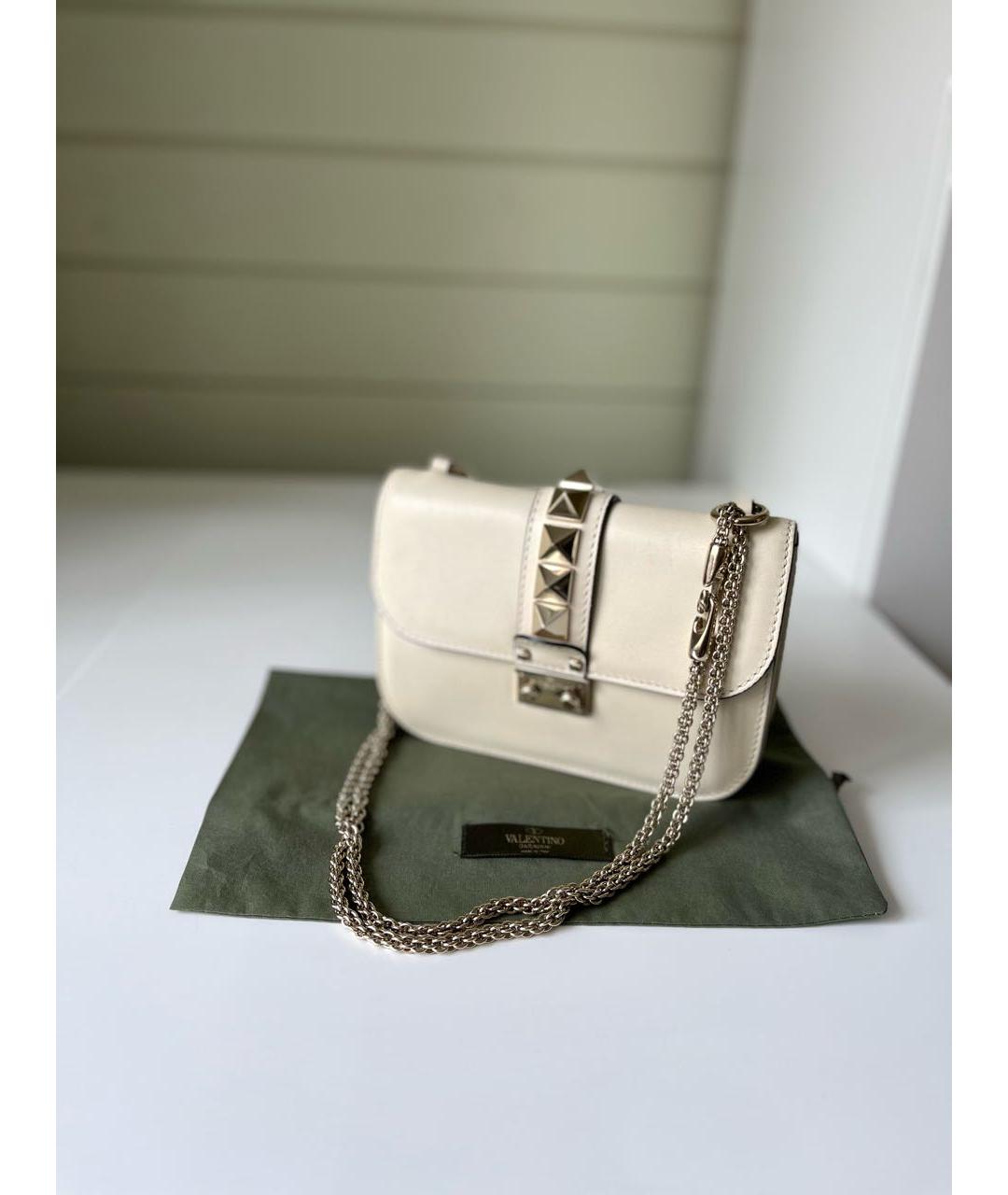VALENTINO Бежевая кожаная сумка через плечо, фото 9