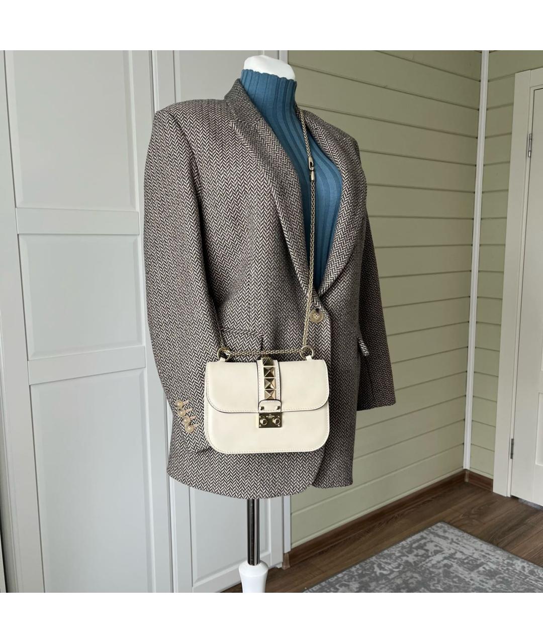 VALENTINO Бежевая кожаная сумка через плечо, фото 2