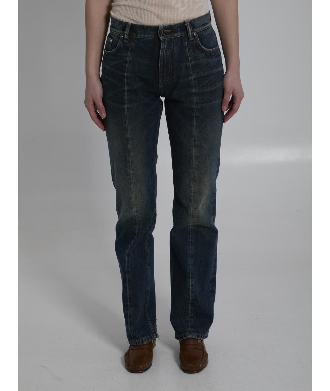 VERSACE Темно-синие хлопковые прямые джинсы, фото 6