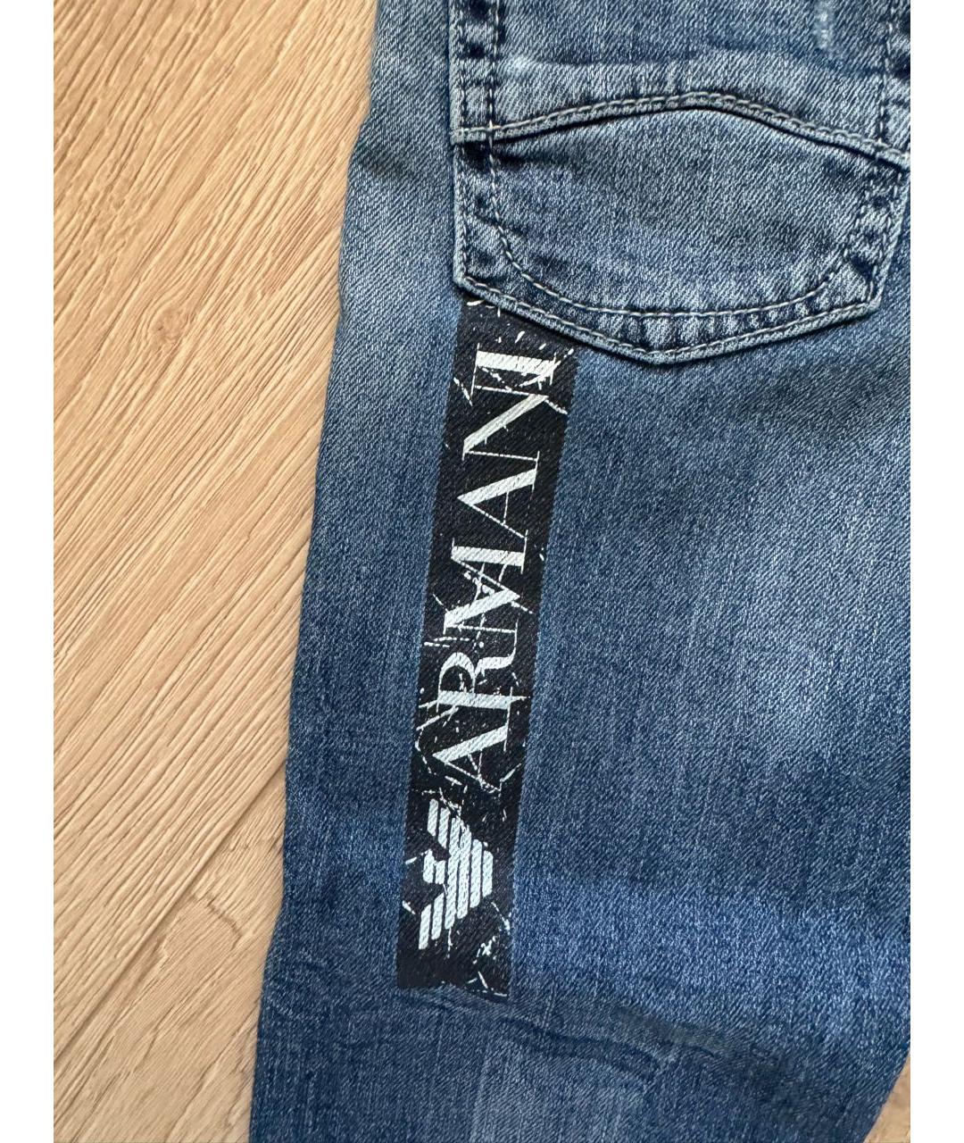 ARMANI JUNIOR Темно-синие хлопковые детские джинсы, фото 4