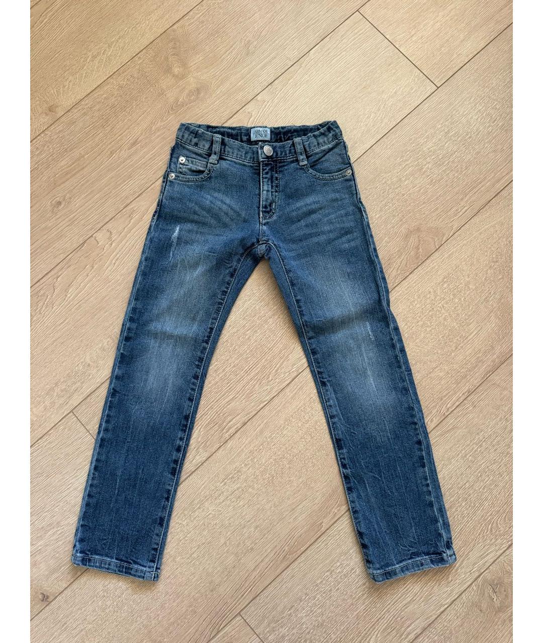 ARMANI JUNIOR Темно-синие хлопковые детские джинсы, фото 7