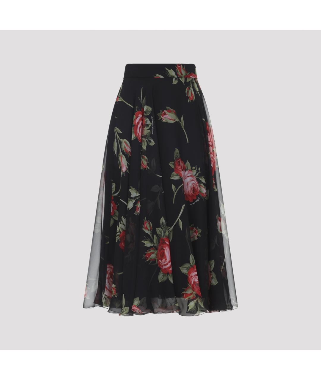 DOLCE&GABBANA Черная шелковая юбка миди, фото 2