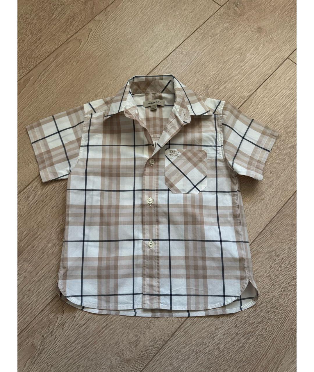 BURBERRY Бежевая хлопковая детская рубашка, фото 5