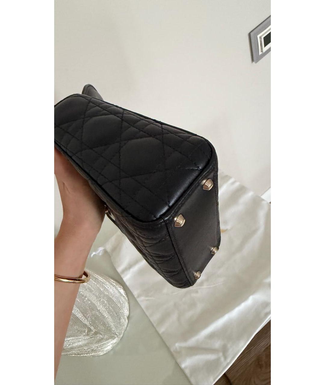 CHRISTIAN DIOR Черная кожаная сумка с короткими ручками, фото 6