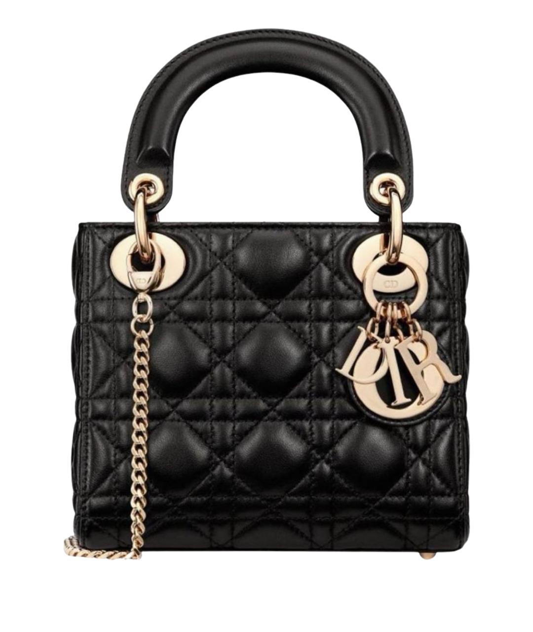 CHRISTIAN DIOR Черная кожаная сумка с короткими ручками, фото 1