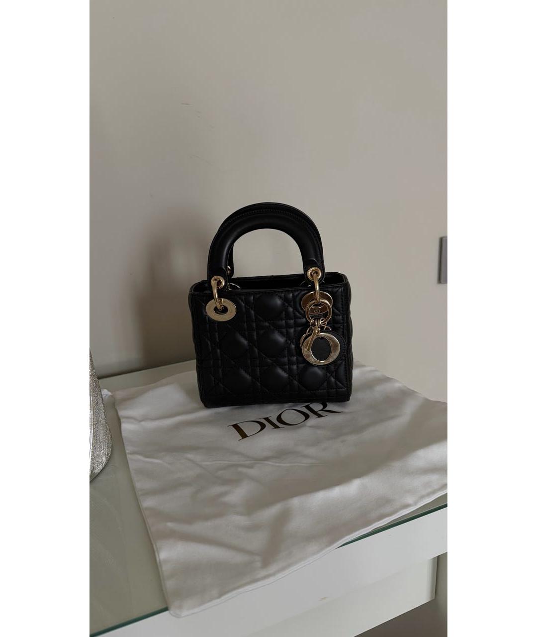 CHRISTIAN DIOR Черная кожаная сумка с короткими ручками, фото 3