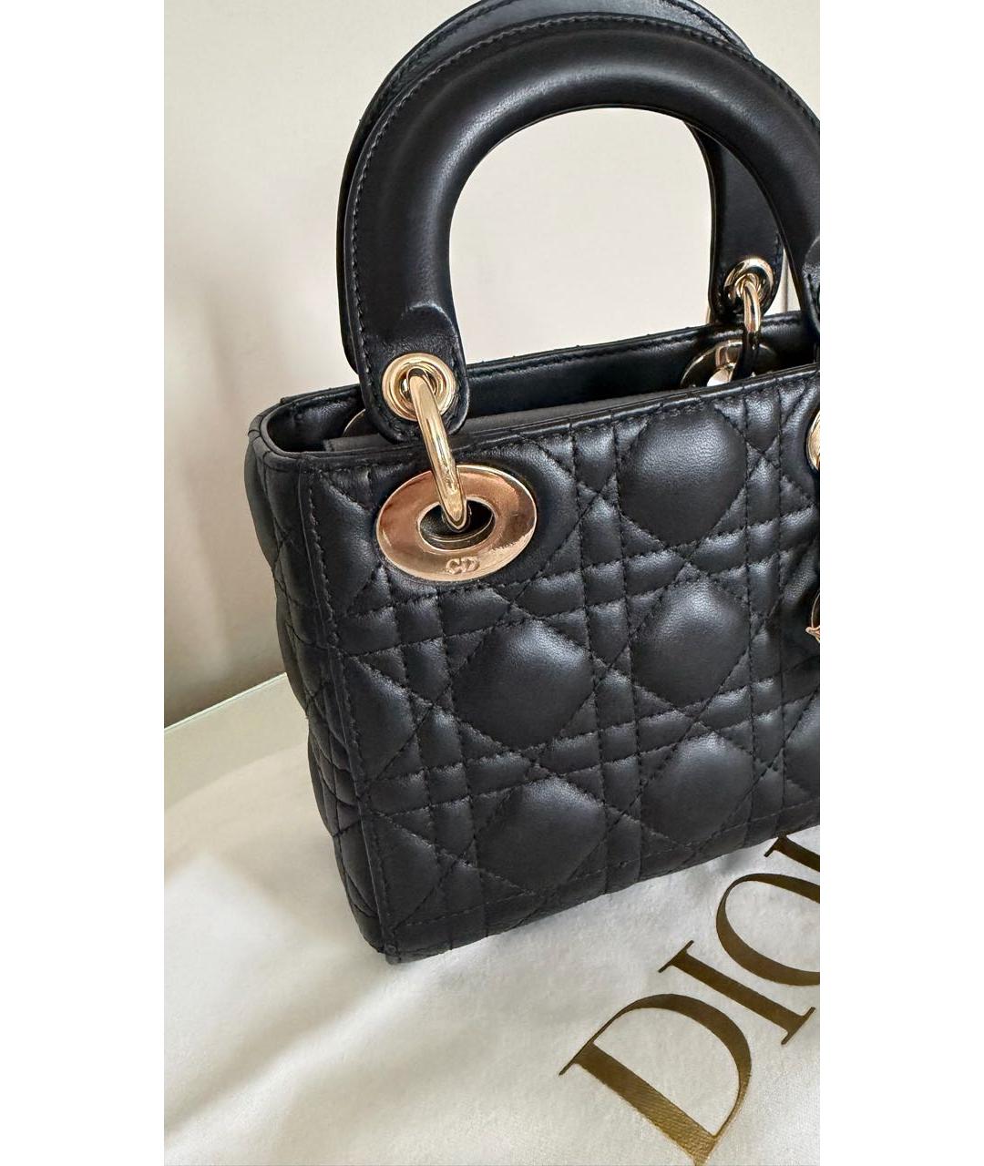 CHRISTIAN DIOR Черная кожаная сумка с короткими ручками, фото 2