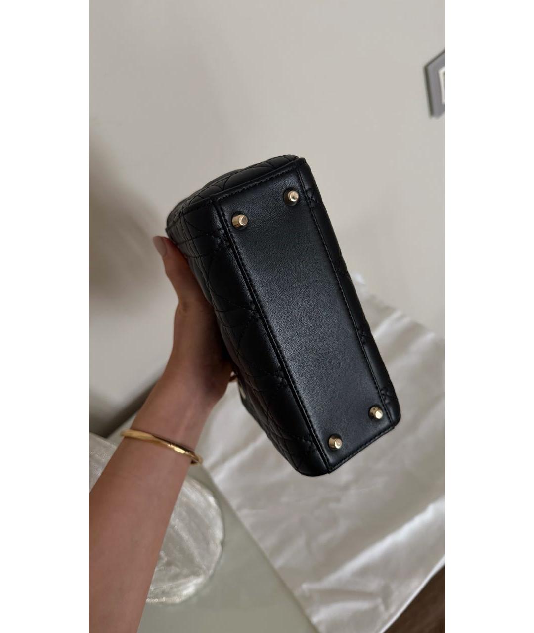 CHRISTIAN DIOR Черная кожаная сумка с короткими ручками, фото 8