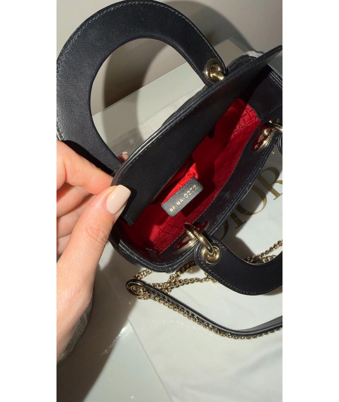 CHRISTIAN DIOR Черная кожаная сумка с короткими ручками, фото 4