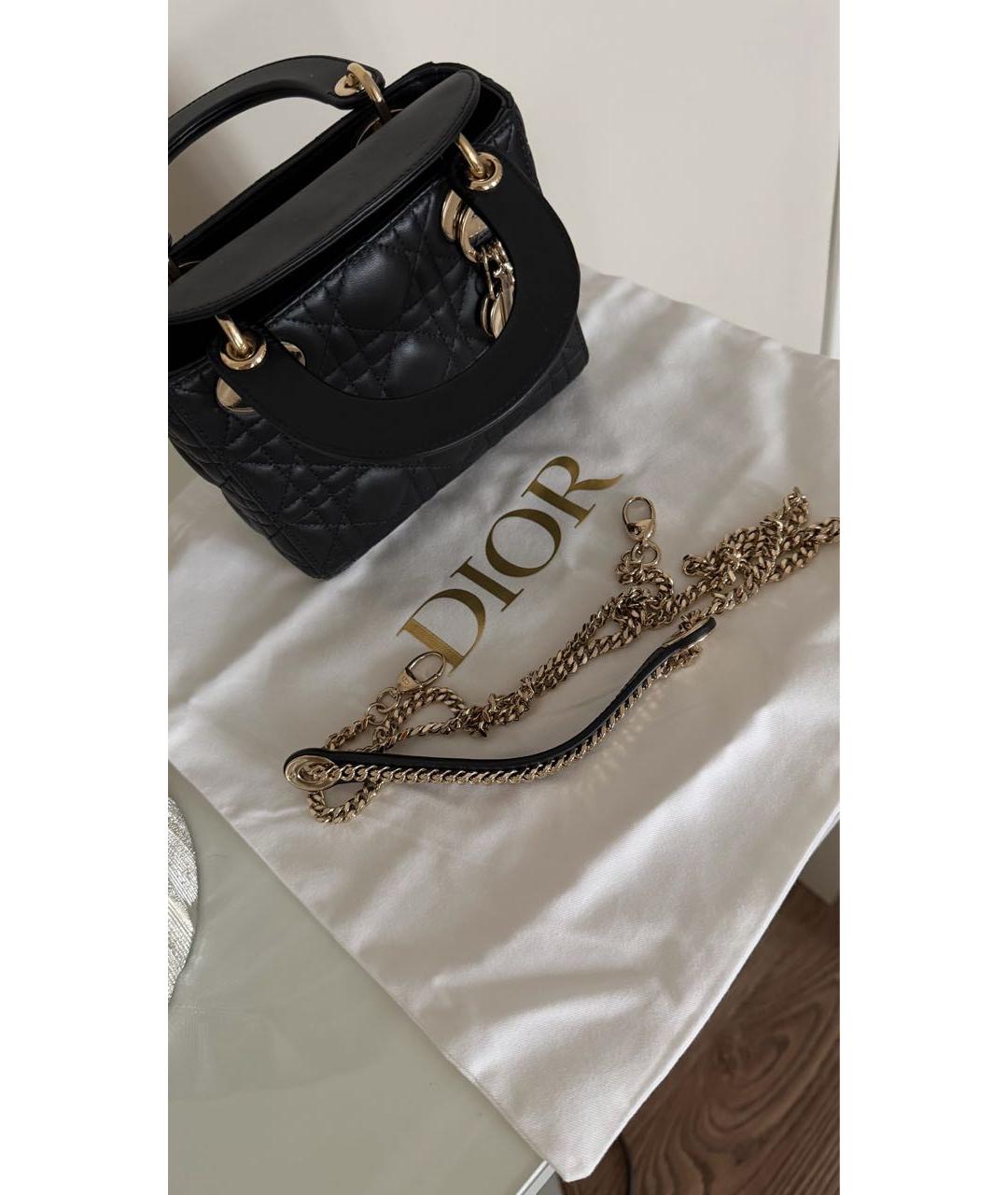 CHRISTIAN DIOR Черная кожаная сумка с короткими ручками, фото 7