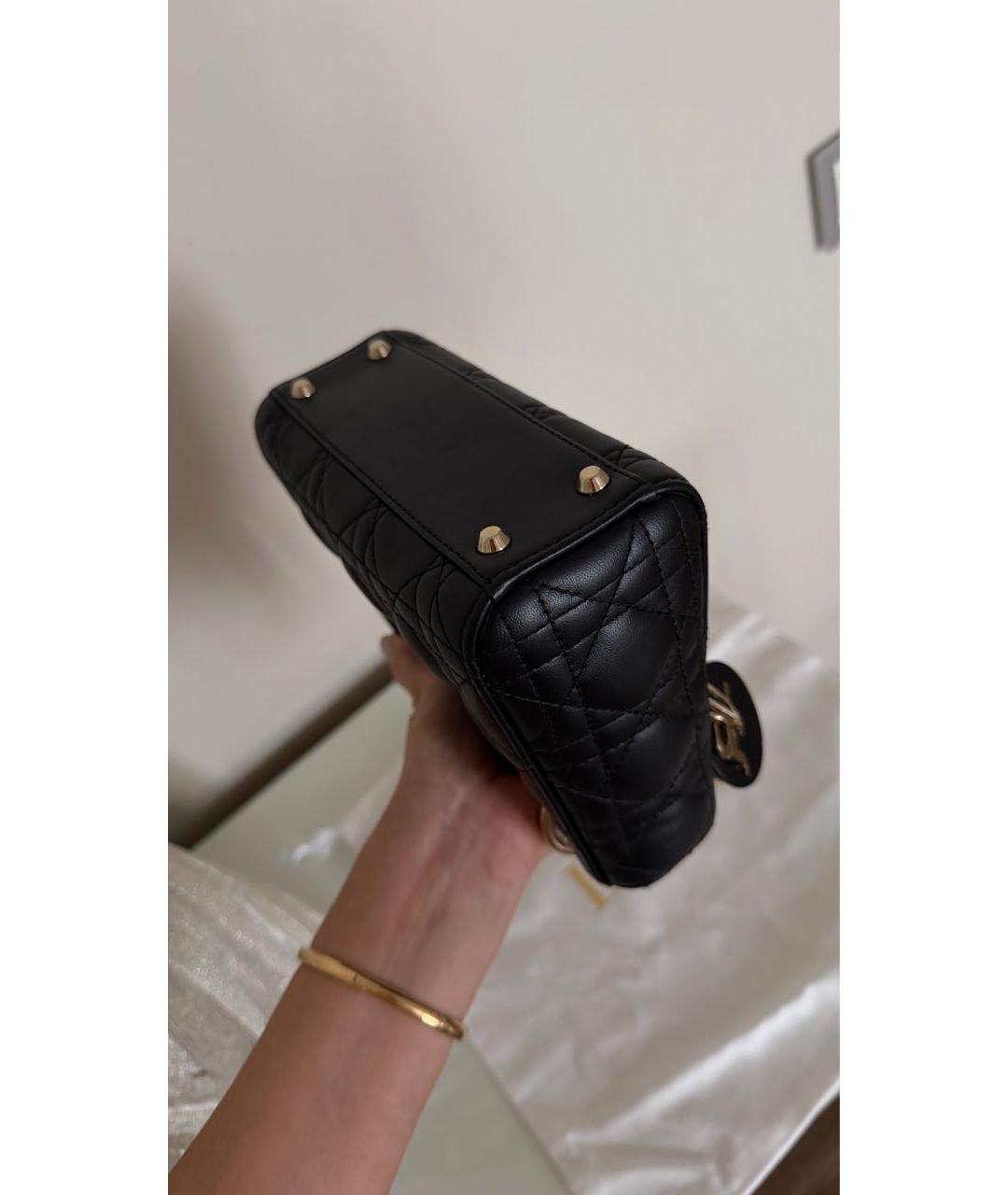 CHRISTIAN DIOR Черная кожаная сумка с короткими ручками, фото 5