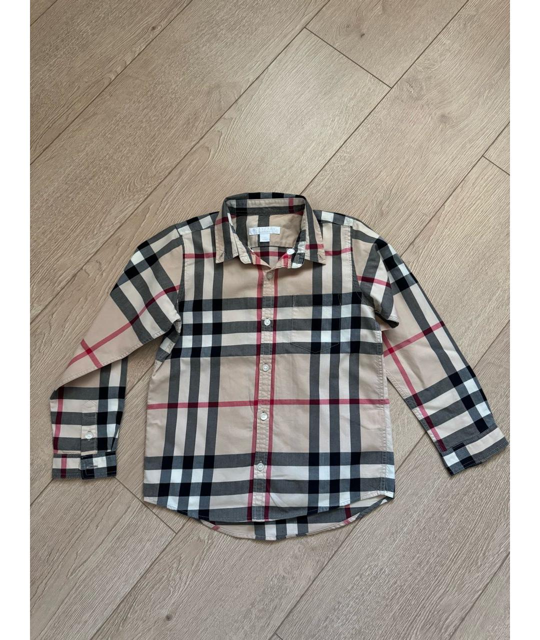 BURBERRY Бежевая хлопковая детская рубашка, фото 5