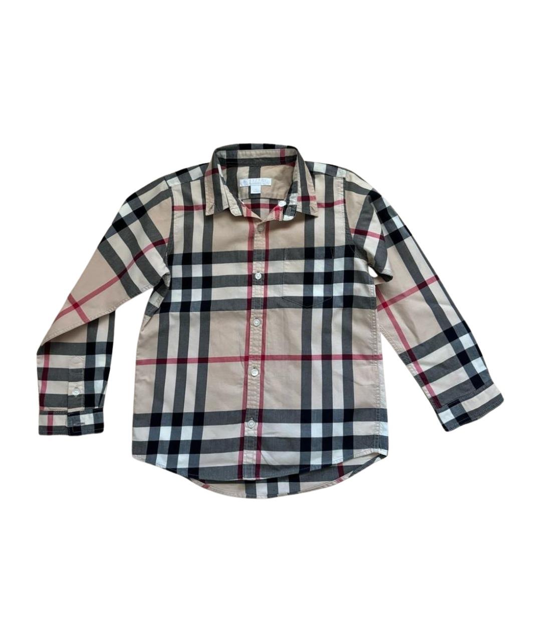 BURBERRY Бежевая хлопковая детская рубашка, фото 1