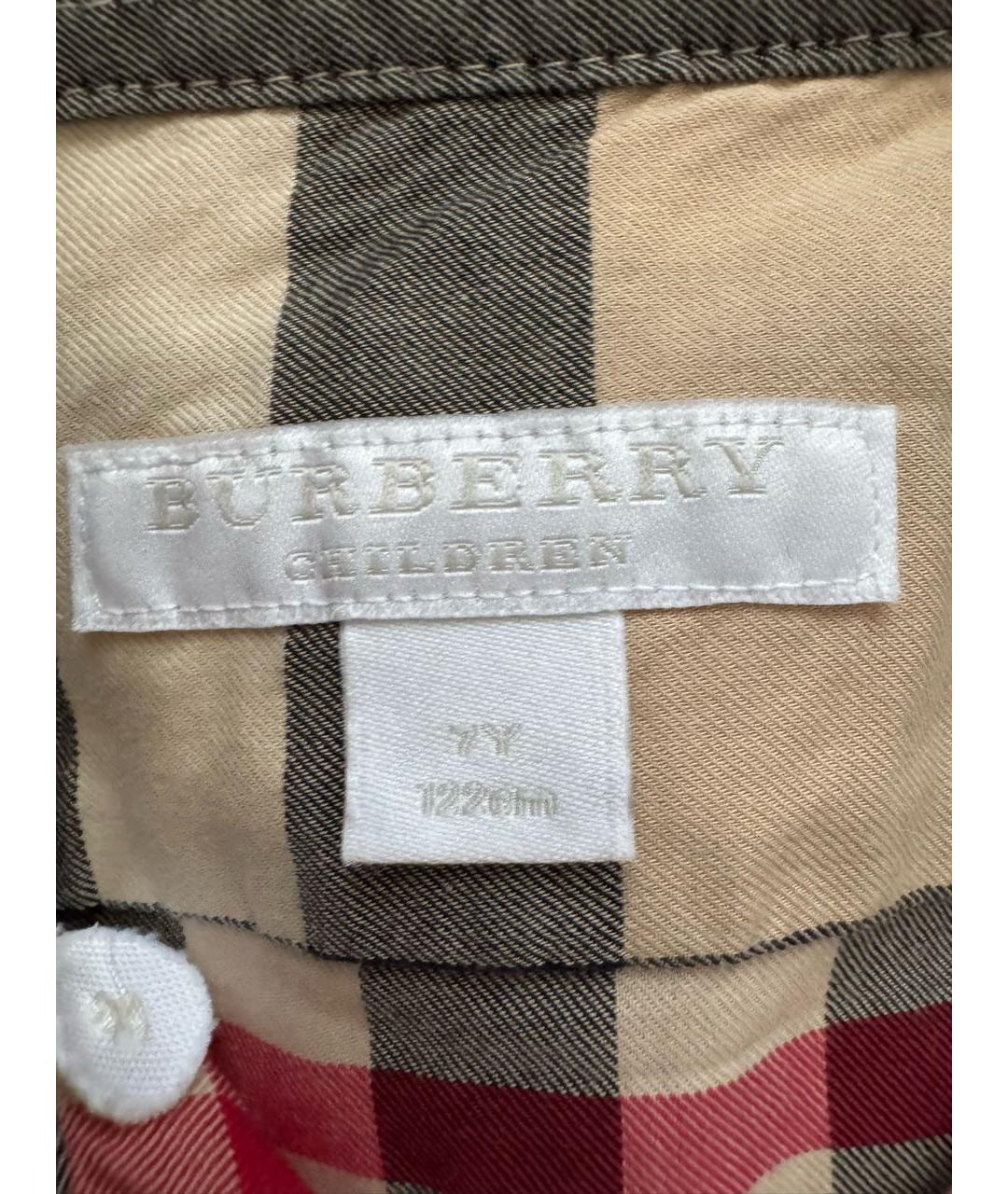 BURBERRY Бежевая хлопковая детская рубашка, фото 3