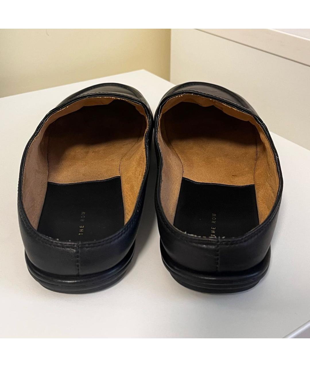 THE ROW Черные кожаные мюли, фото 4