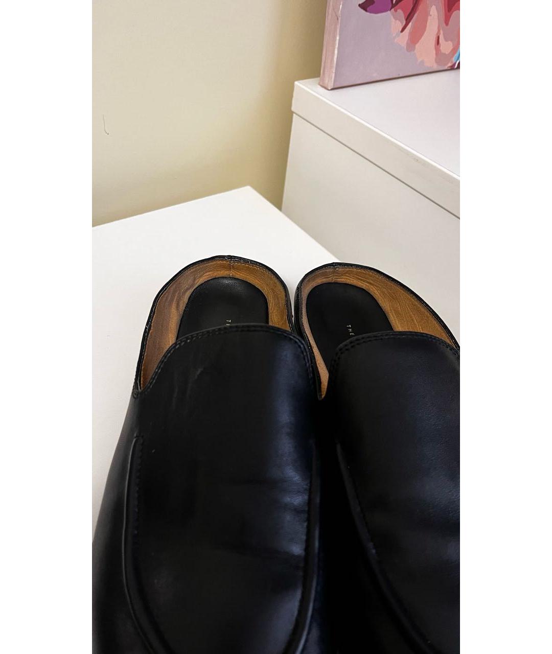 THE ROW Черные кожаные мюли, фото 8