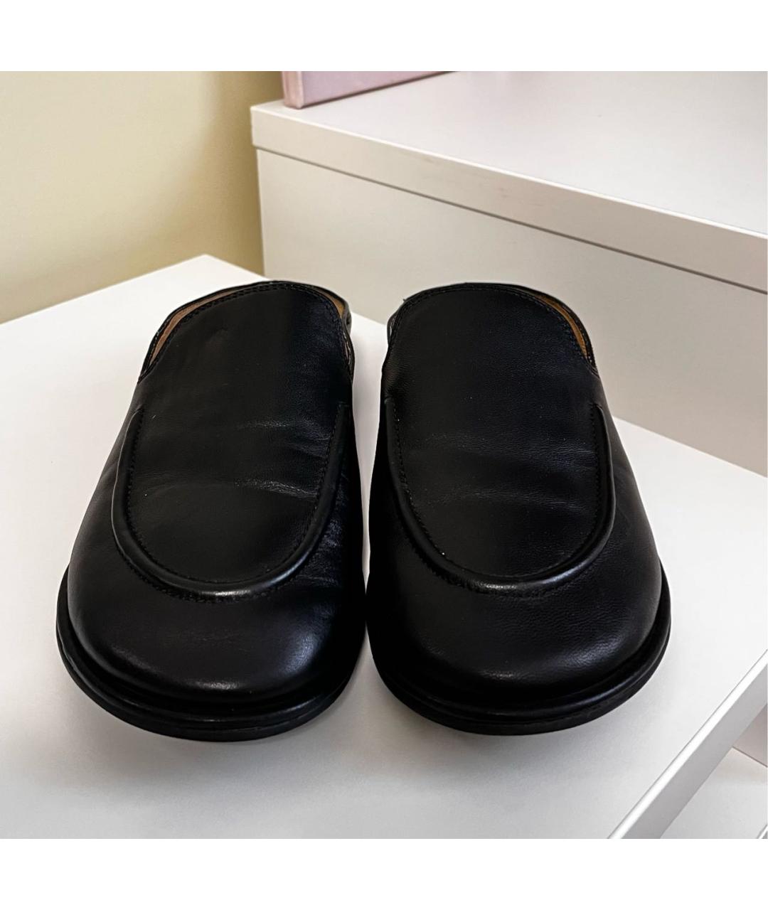 THE ROW Черные кожаные мюли, фото 2