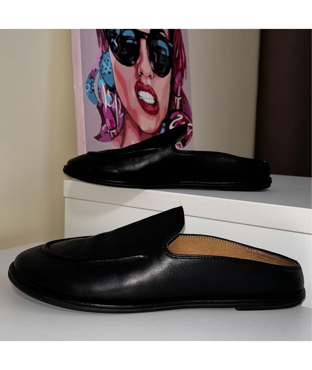 THE ROW Черные кожаные мюли, фото 9