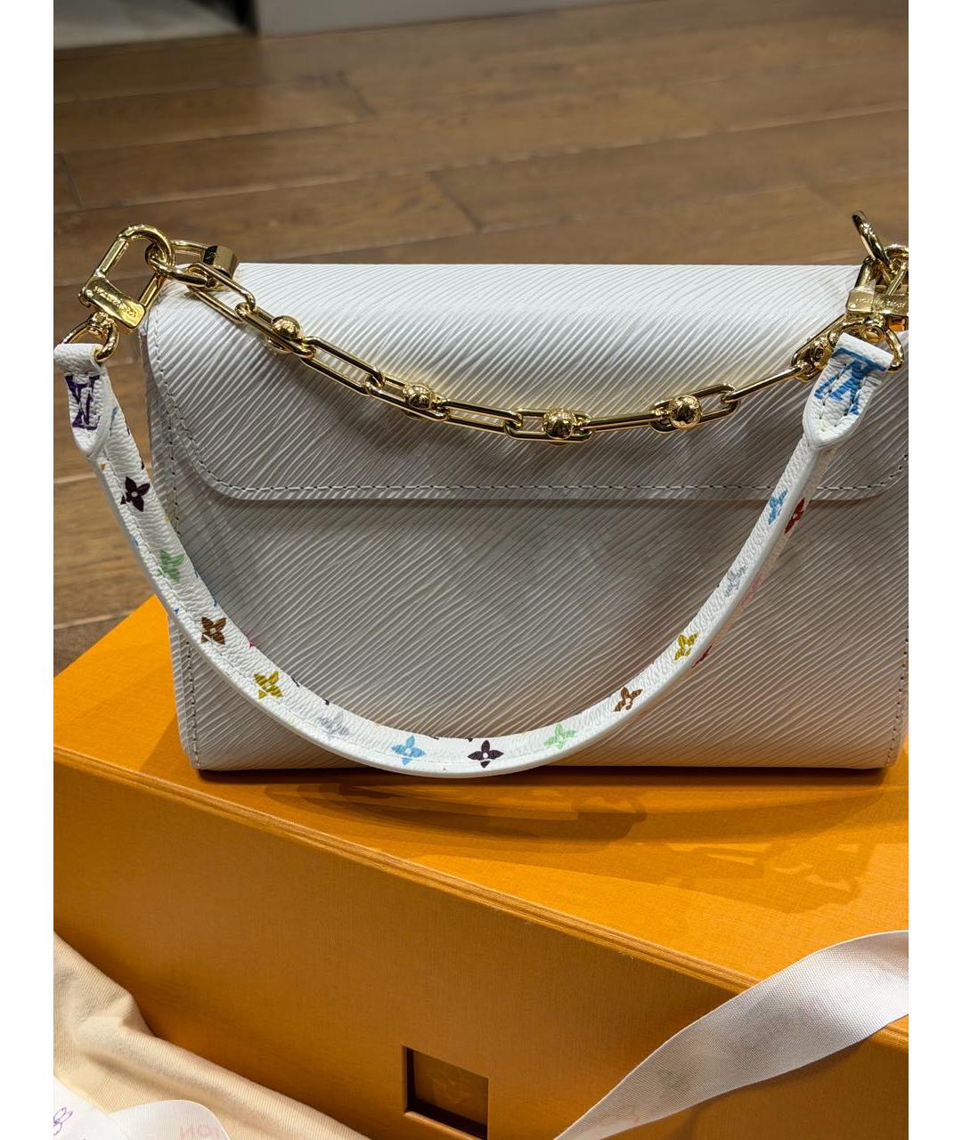 LOUIS VUITTON Белая кожаная сумка с короткими ручками, фото 3