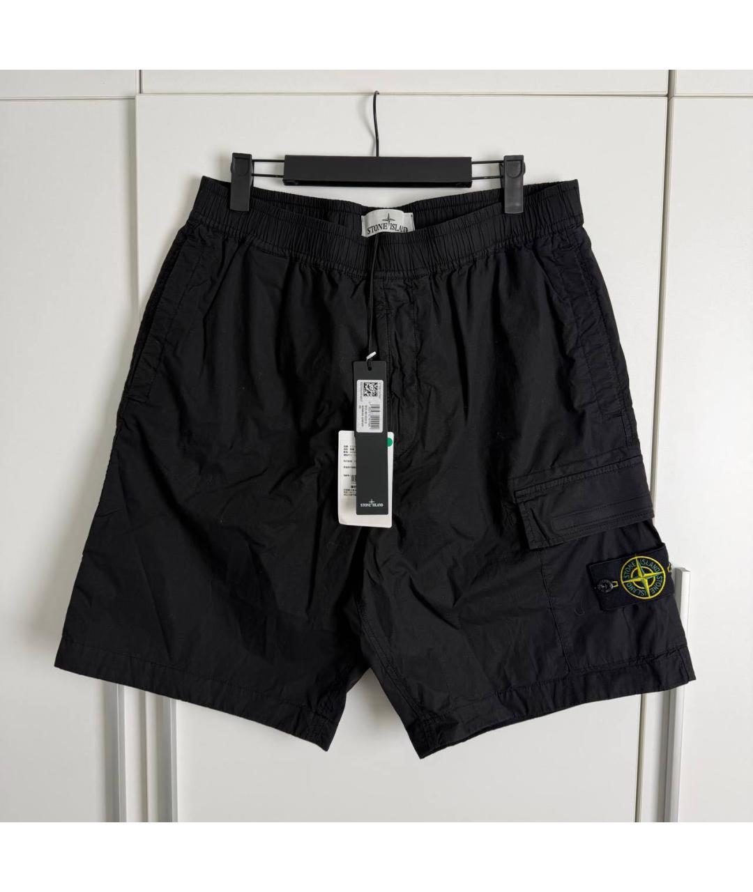 STONE ISLAND Черные хлопковые шорты, фото 6