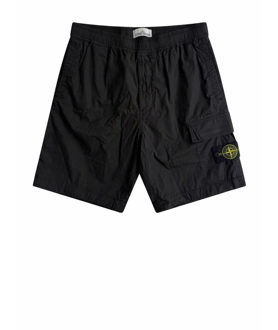 STONE ISLAND Черные хлопковые шорты, фото 1