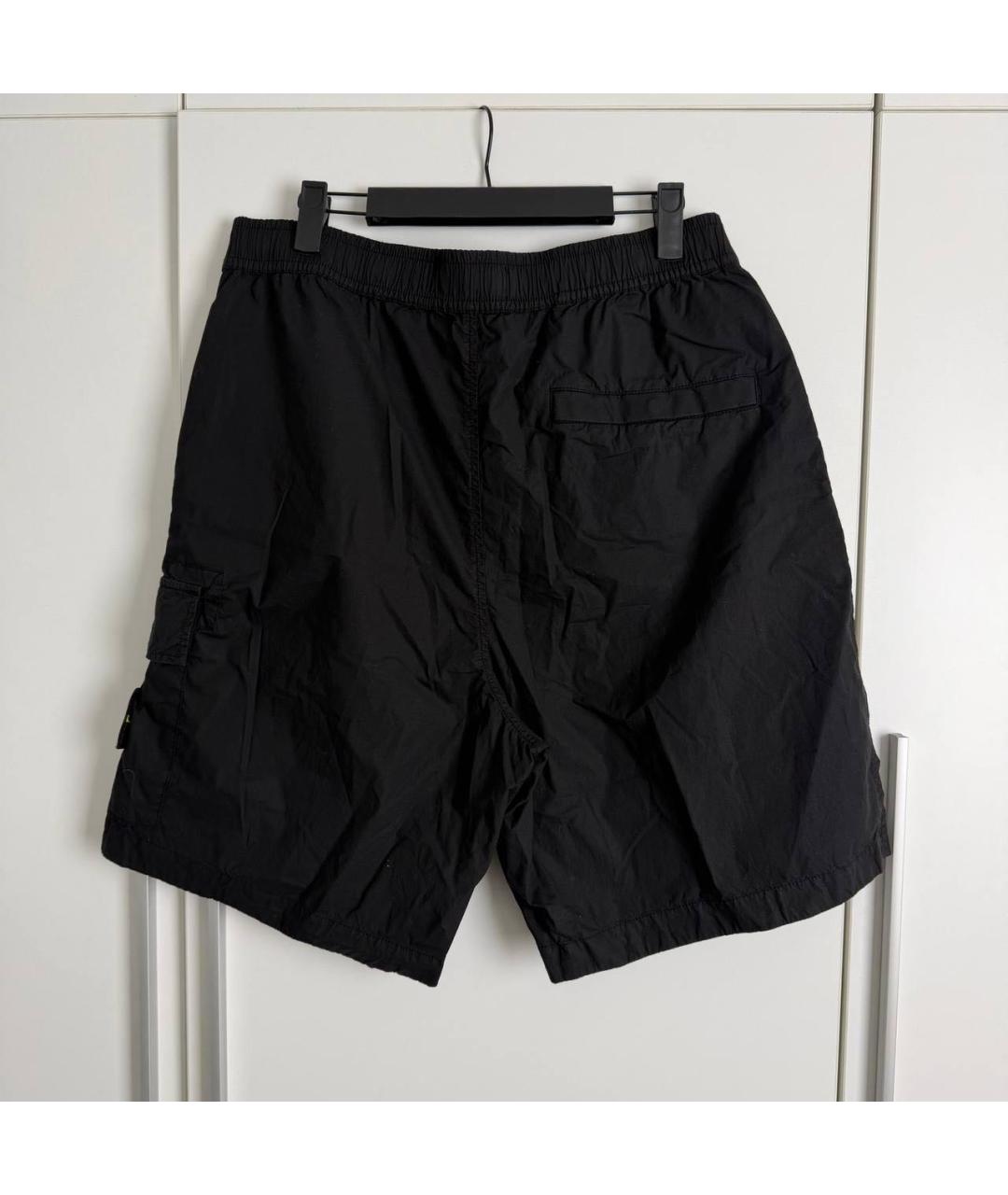 STONE ISLAND Черные хлопковые шорты, фото 3