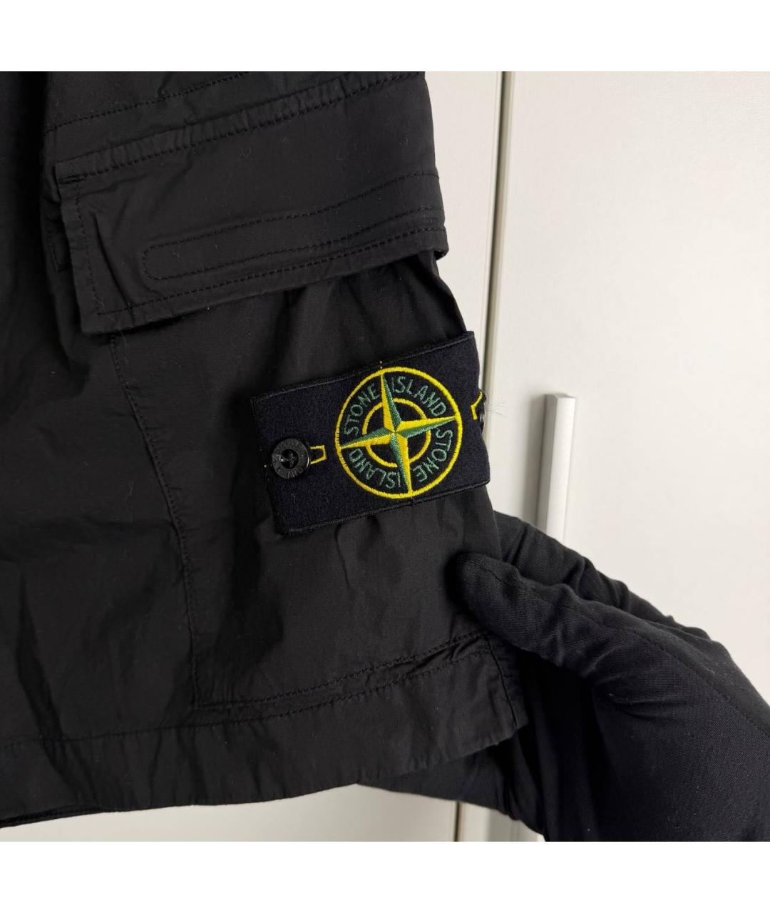 STONE ISLAND Черные хлопковые шорты, фото 4